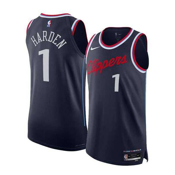 Mens Los Angeles Clippers #1 James Harden Navy 2024-25 Icon Edition Stitched Jersey Dzhi